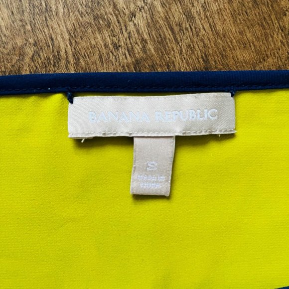 Banana Republic Bright Yellow/Blue Colour-Block Loose Fitting Blouse, Size S - Picture 10 of 11